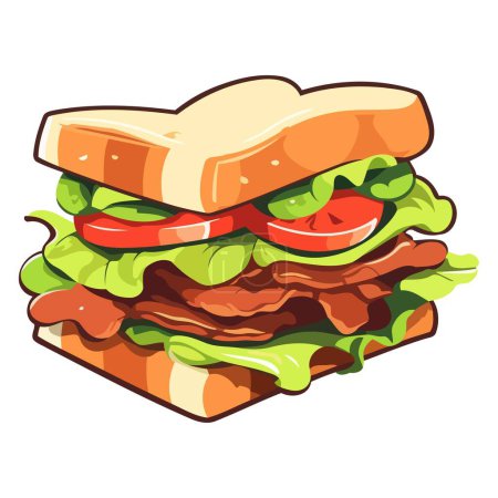 Un icono que representa el sándwich BLT, diseñado en un formato vectorial básico, que muestra el icónico sándwich
