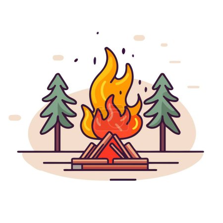 Illustration of a campfire icon, perfect for outdoor or camping related projects.