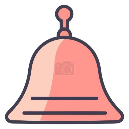 Icono que ilustra una campana, diseñada en un formato vectorial básico, que indica sonar o alertar.