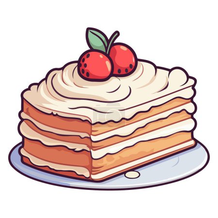 Illustration featuring a cute crape cake, perfect for dessert themed graphics.