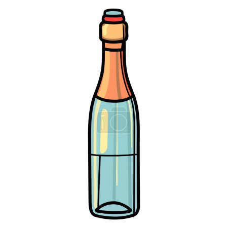 Téléchargez les illustrations : Icône d'une bouteille de champagne avec un bouchon surgissant, indiquant un moment festif ou festif. - en licence libre de droit