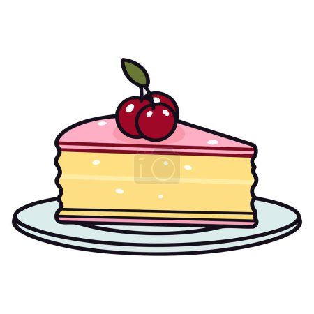 Ilustración de Illustration of a tempting cheesecake slice, ideal for food icons. - Imagen libre de derechos