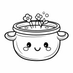Simple line art a cute plant pot in vector style.