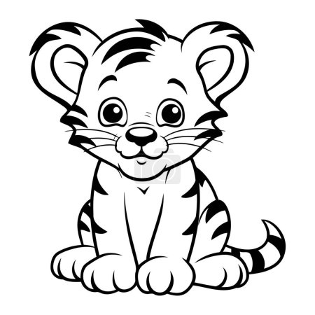 Illustration de tigre propre et adorable avec une ligne d'art mignonne. Icône de contour simple et élégante au format vectoriel.