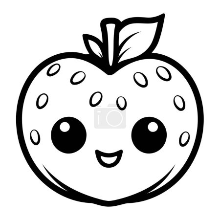 Cute and simple strawberry icon vector in clean line art style.
