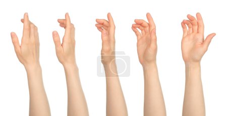 Foto de Set de mujer mano en movimiento, aislado sobre fondo blanco - Imagen libre de derechos