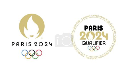 Olympia- und Qualifikationslogos der Olympischen Sommerspiele 2024 in Paris auf transparentem Hintergrund, olympisches Sportkonzept, Vektorillustration