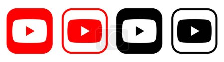 Ilustración de Conjunto de iconos de aplicaciones móviles de YouTube, aislados sobre un fondo blanco, ilustración vectorial. YouTube es una plataforma en línea para compartir videos y redes sociales propiedad de Google - Imagen libre de derechos