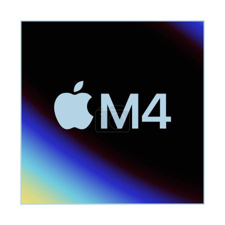 Apple M4 logo, isolated on a transparent background, vector illustration. Apple M4 is an ARM-based system on a chip designed by Apple Inc.