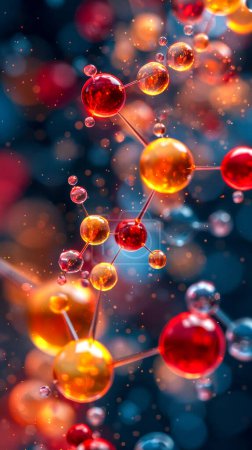 Foto de Estructura molecular con bolas rojas y naranjas. - Imagen libre de derechos