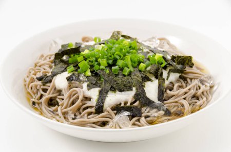 Photo for Cold tororo soba with seaweed and green onions - Royalty Free Image