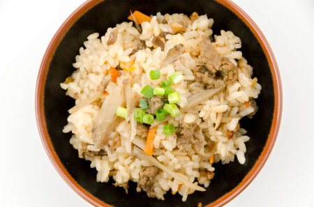 Photo for Japanese food, Beef and burdock cooked rice - Royalty Free Image