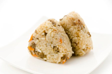 Photo for Seasoned rice with beef and burdock Rice balls - Royalty Free Image