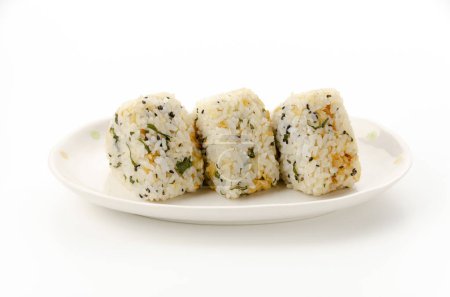 Japanese food, Onigiri, tenkasu with Perilla rice ball