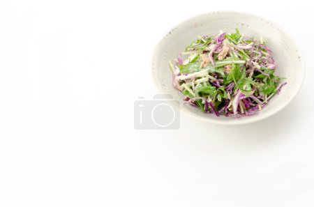 Red cabbage and mizuna salad