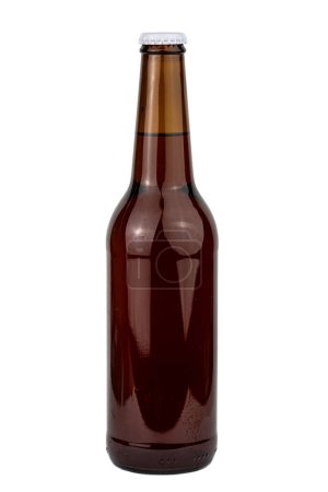 Photo for Beer dark bottle isolated on the white background - Royalty Free Image