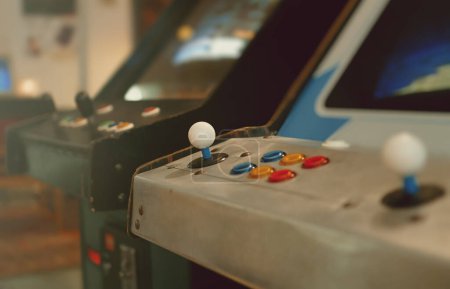 Foto de Joystick en la máquina de videojuegos arcade. - Imagen libre de derechos