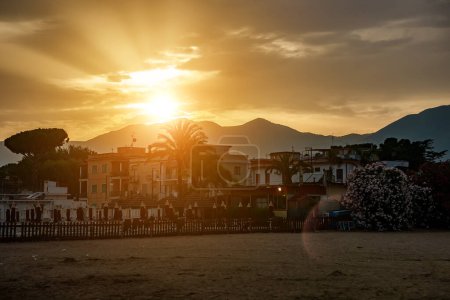 Photo for Beautiful sunset on the beach in Scauri, Italy. - Royalty Free Image