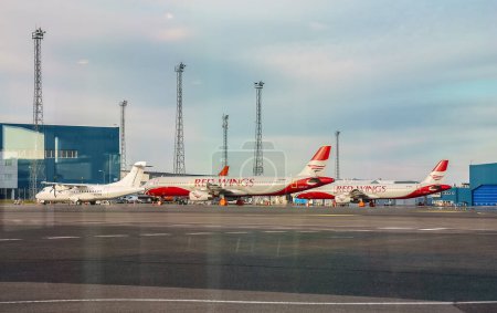 Photo for Tallinn, Estonia - 10.06.2022: Red Wings airline company planes in Lennart Meri Airport. - Royalty Free Image