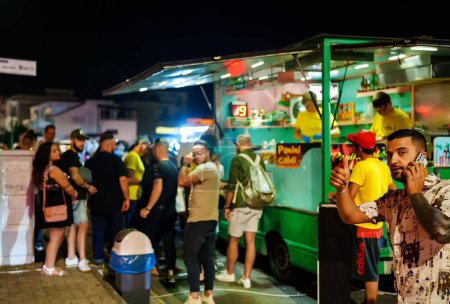 Photo for Scauri, Italy - 19.06.2022: Street food truck late at night. - Royalty Free Image