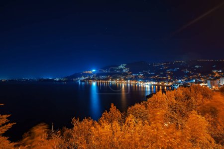 Photo for Night view from above on the city of Agropoli in Italy. - Royalty Free Image