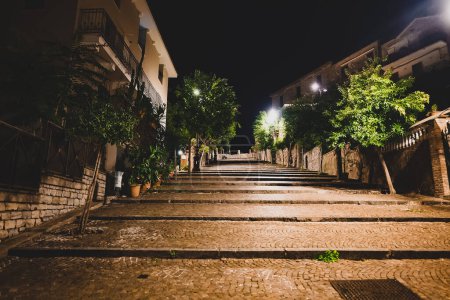 Photo for Streets of the Italian city of Agropoli late at night. - Royalty Free Image