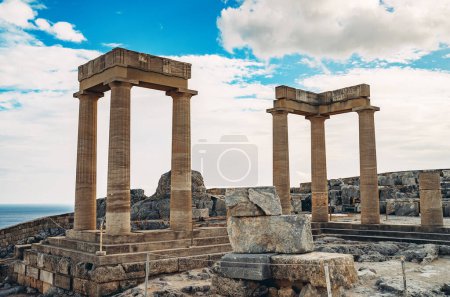 Remaining columns of the Temple of Athena Lindia at the Acropolis of Lindos.