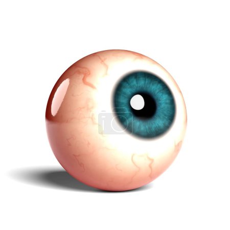 Foto de Vista lateral del globo ocular humano realista aislado sobre fondo wihte, representación 3D. - Imagen libre de derechos