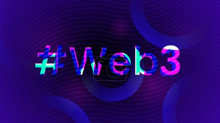 Web 3.0 - nextgen decentralized internet with metaverse, nft, defi and smart contracts on blockchain technology. Web3 concept vector banner illustration. 