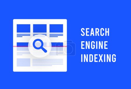 Illustration for Search engine indexing concept. Crawler bot scanning website in parts, indexed or non-indexed parts, search for changes and additions to content. Vector illustration - Royalty Free Image