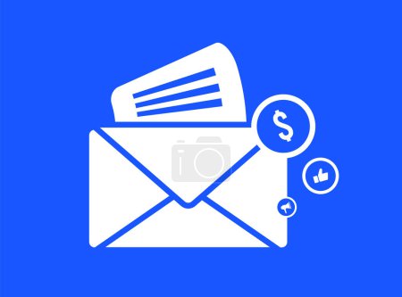 Illustration for Email marketing icon - direct and effective e-mail strategy. Showcases use of welcome emails, promotional newsletters, subscriptions, email nurture programs to drive success in digital marketing. - Royalty Free Image