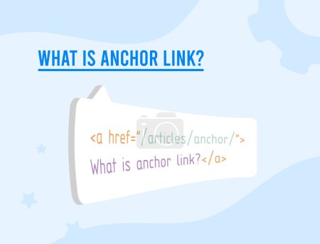 Illustration for What is Anchor link concept illustration. Visible, clickable text link to another website section for better and more convenient navigation through web pages, displaying relevant and similar articles. - Royalty Free Image