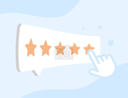 Illustration for Customer Satisfaction Rating concept. Reviews stars with good and bad rates, as well as Net Promoter Score and Customer Effort Score. Get feedback from customers. Represent review and recommendation. - Royalty Free Image