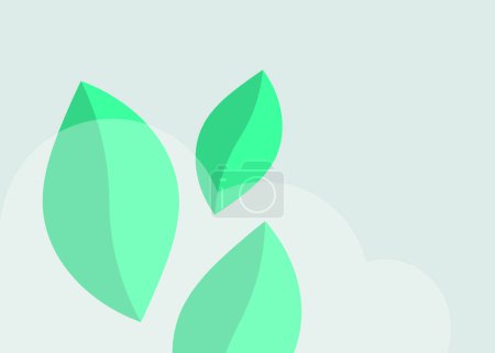 Illustration for Three green leaves as symbol for fight against climate change and environmental destruction. It urges individuals to make eco-conscious choices for sustainable future. Vector background illustration. - Royalty Free Image