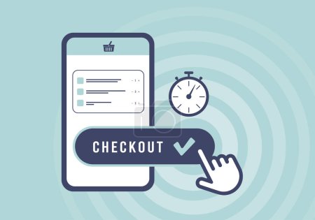 Checkout-Optimierung - Beschleunigung des E-Commerce-Checkout-Prozesses für höheres Conversion-Konzept. Rationalisieren Sie Zahlungen und verbessern Sie das Kundenerlebnis mit kontaktlosen und mobilen Checkout-Optionen.