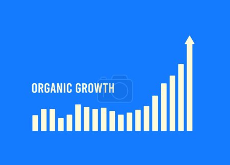 Ilustración del concepto de marketing de crecimiento orgánico con gráfico volátil en aumento lento que se elevará a nuevos máximos al final. Diseño plano vector ilustración.
