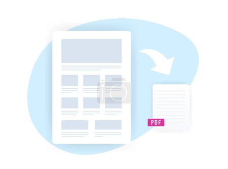 Ilustración de Guardar sitio web como ilustración del concepto PDF. Convertir artículos de página web html a archivo pdf. Ilustración vectorial - Imagen libre de derechos