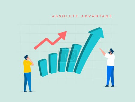 Illustration for Absolute advantage business vector illustration. Achieve cost-effective production and competitive sales differences. Illustrates efficient resource utilization and higher output for the same inputs. - Royalty Free Image