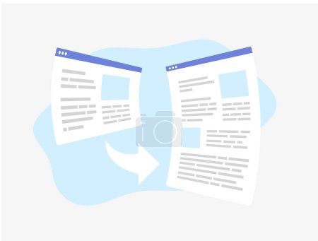 Illustration for Revamp, update and optimize old content with fresh data and keywords. Short to long seo content. Enhance search rankings by rewrite and replacing outdated information and relevant seo keywords. - Royalty Free Image