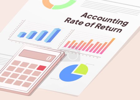 Illustration for Accounting Rate of Return, ARR - investment ROI formula. Evaluates returns relative to initial cost, not factoring time value or cash flows. Vector illustration. - Royalty Free Image
