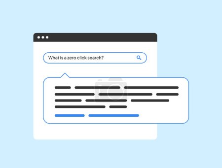 Zero Click Searches vector illustration. Get instant answers with search queries that display information directly on the search engine result page, without additional clicks.