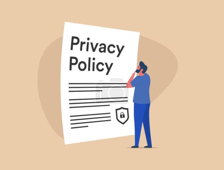 Privacy Policy Terms and Conditions Document concept. Vector isolated illustration on business background with icons.
