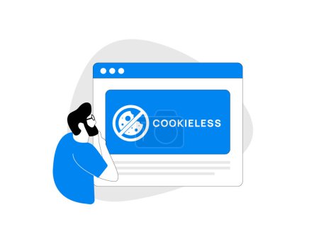 Illustration for Cookieless Tracking Future - Advancing Digital Privacy. Innovative tracking method for audience insights, prioritizing user privacy without traditional cookies. Cookie-less targeting illustration icon - Royalty Free Image
