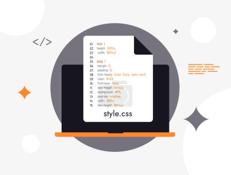 Illustration for CSS icon. Cascading Style Sheet vector, web design symbol, coding graphic, website development, stylesheet programming illustration isolated on white background. - Royalty Free Image