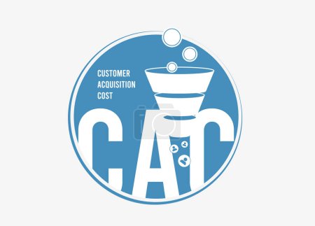 Illustration for Customer Acquisition Cost concept. CAC analytics and digital marketing expenses optimize strategies and visualize metrics for effective acquisition planning. Vector illustration isolated on white. - Royalty Free Image