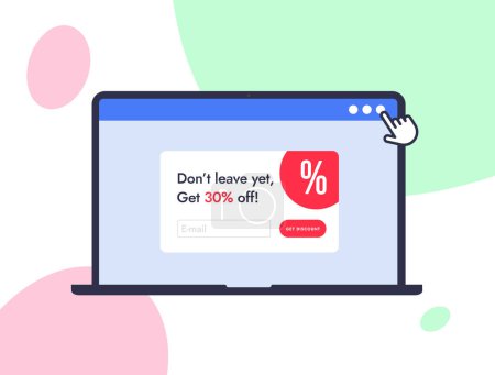 Exit intent popup - digital marketing online strategies with intuitive design, lead capture forms and advanced triggers to retain visitors and boost engagement on website. Isolated vector illustration