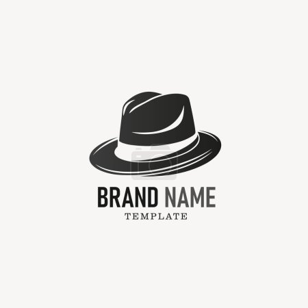 Simple silhouette cowboy hat minimalist logo isolated on black and white background. Vector illustration