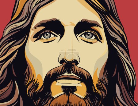 Ilustración de Retrato de Jesucristo. Arte Pintura vector ilustraciones - Imagen libre de derechos