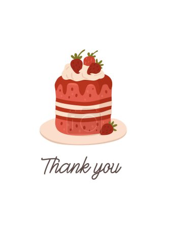 Strawberry cupcake sweet dessert. Vector Illustration
