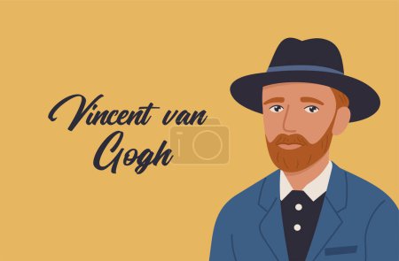 Karikatur Van Gogh mit Platz für Ihren Text. Vektorillustration.